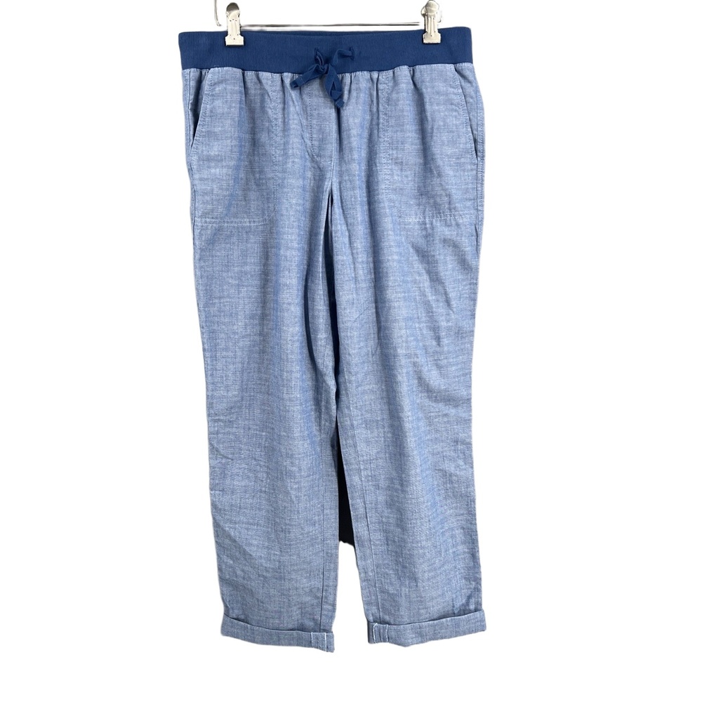 Talbots Womens Pants Chambray‎ Drawstring Elastic Waist Rolled Cuffs 6